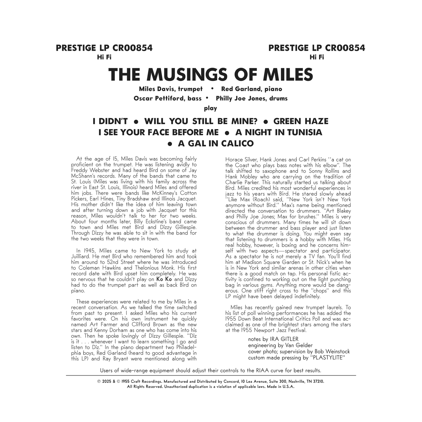 Miles Davis - The Musings of Miles - OJC LP
