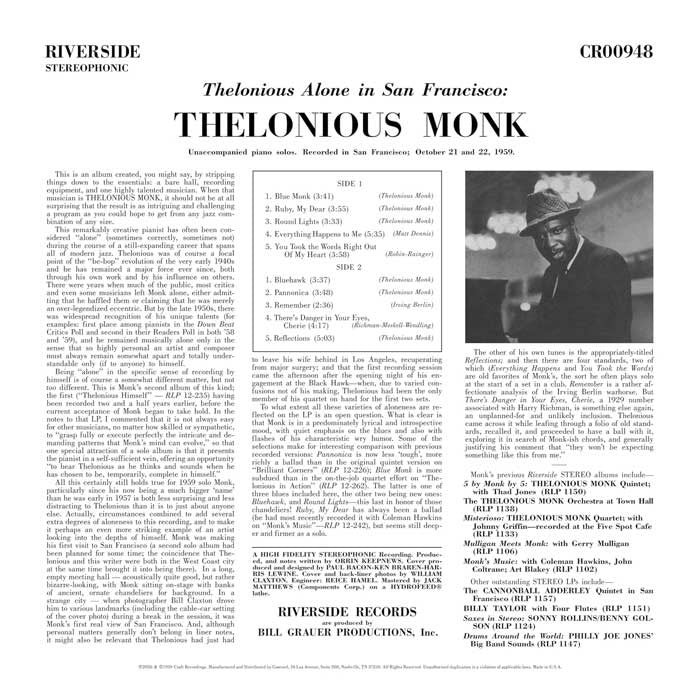 Thelonious Monk - Thelonious Alone in San Francisco - OJC LP