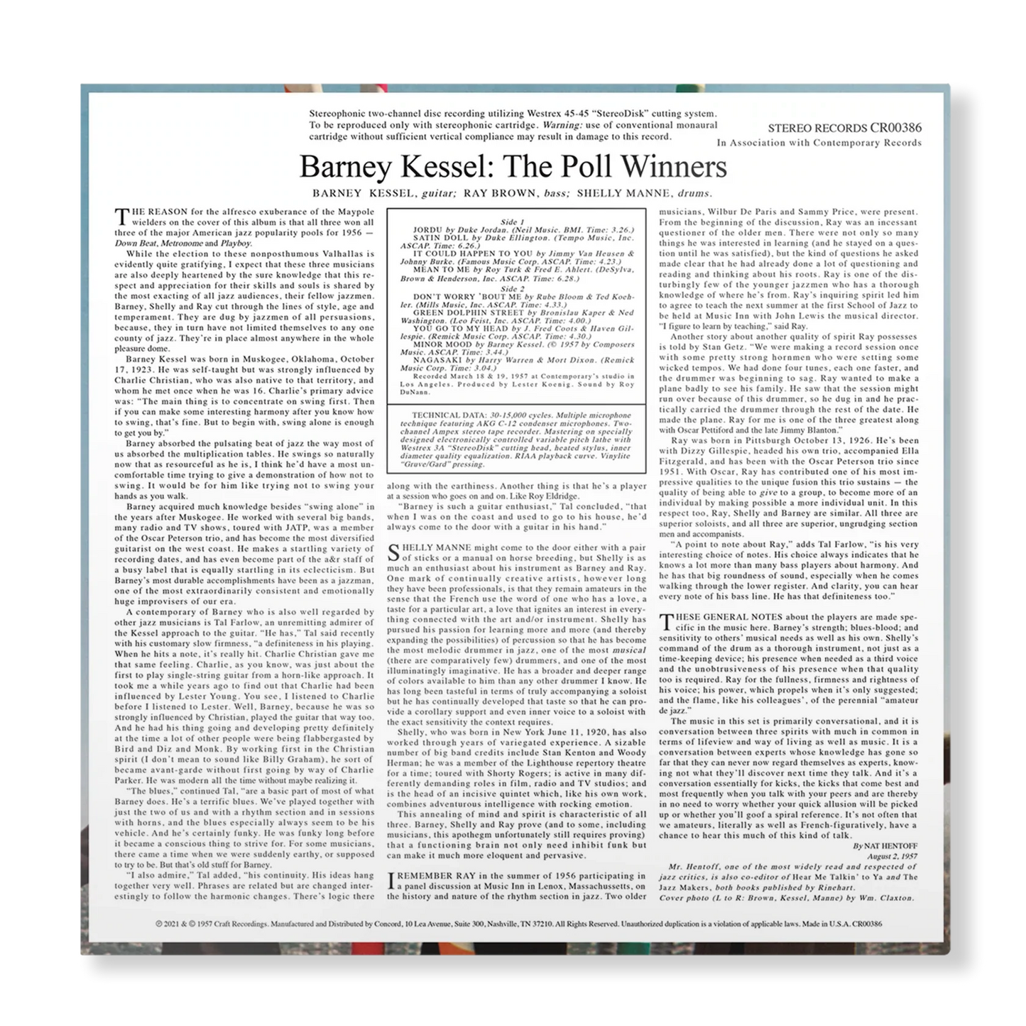 Barney Kessel, Ray Brown, and Shelly Manne - The Poll Winners - Contemporary LP