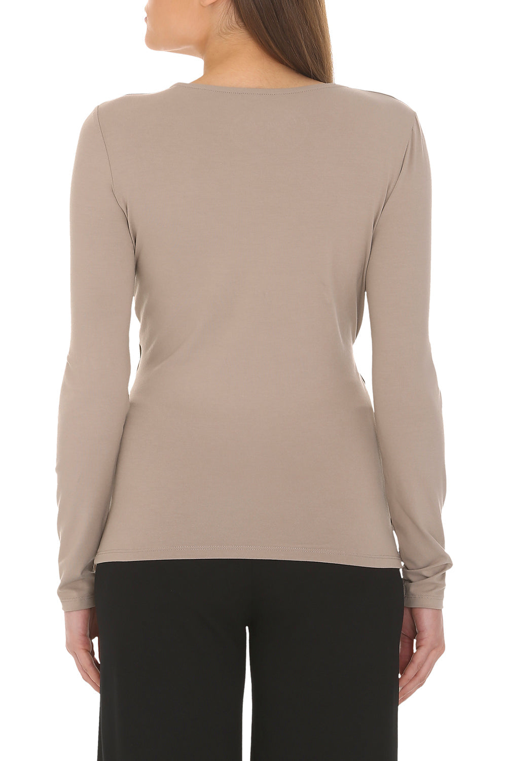 Bamboo Drape Wrap Top with Long Sleeves