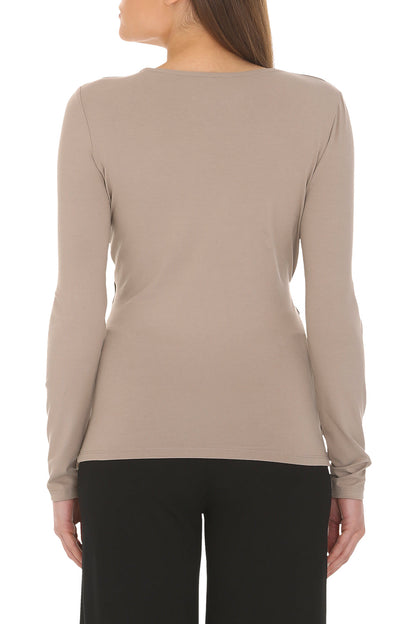 Bamboo Drape Wrap Top with Long Sleeves
