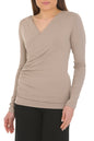 Bamboo Drape Wrap Top with Long Sleeves