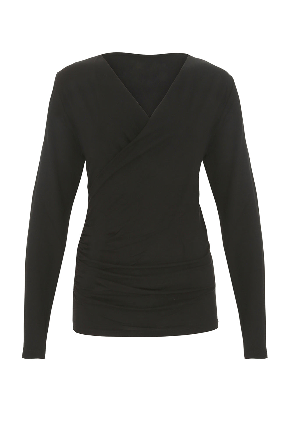 Bamboo Drape Wrap Top with Long Sleeves