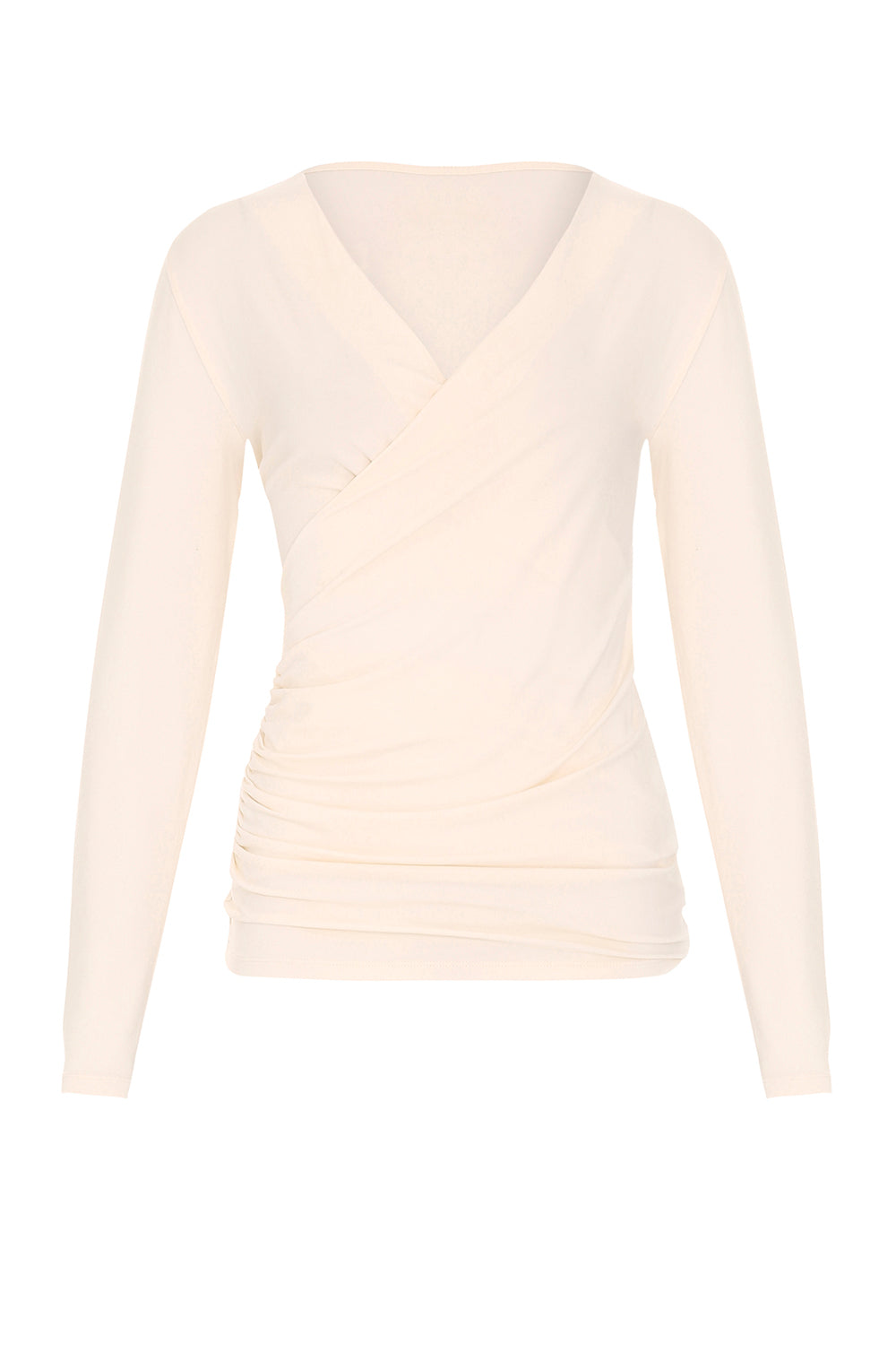 Bamboo Drape Wrap Top with Long Sleeves