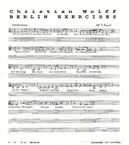 Christian Wolff: Berlin Exercises - VINYL