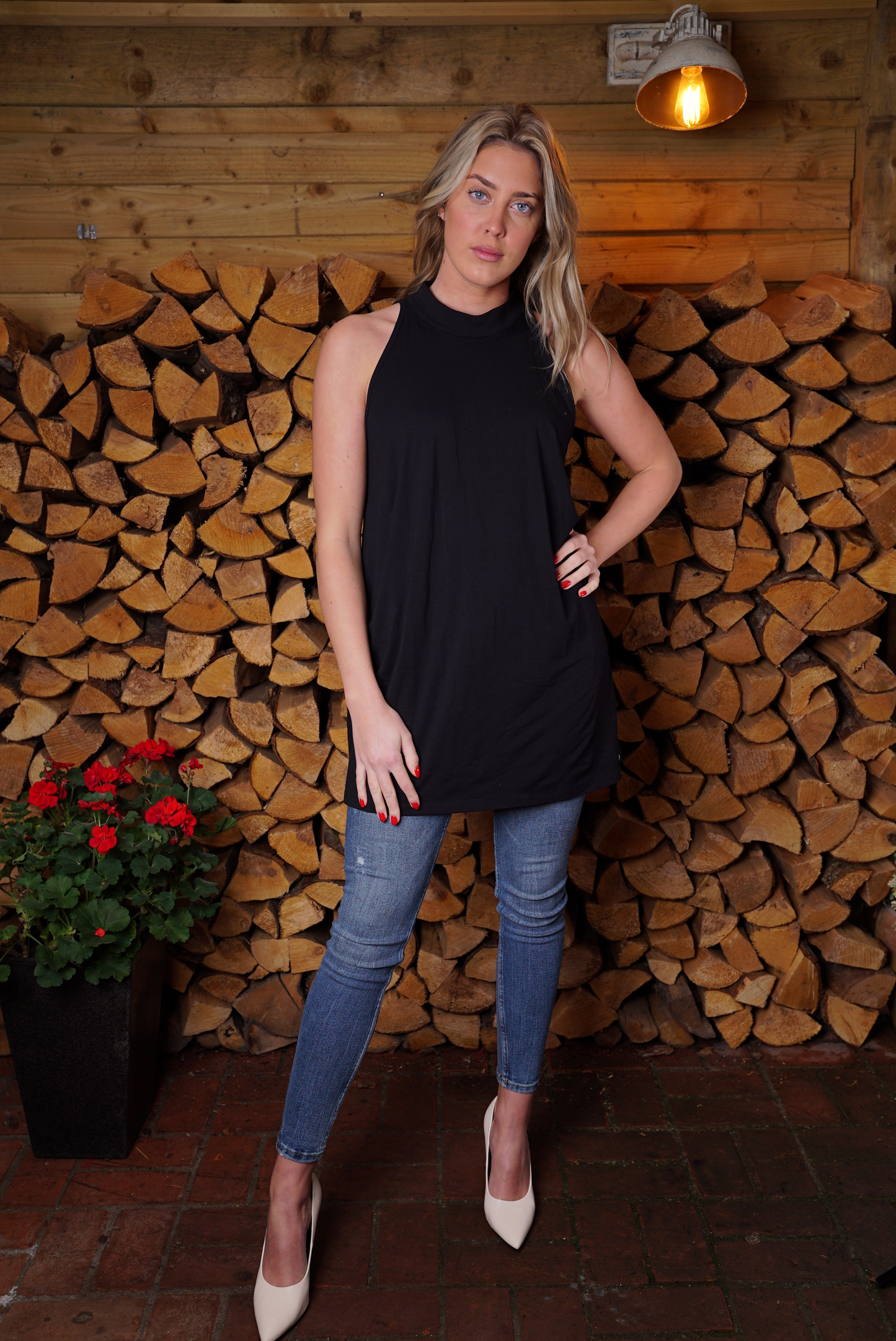 Stand neck Sleeveless Top/Dress
