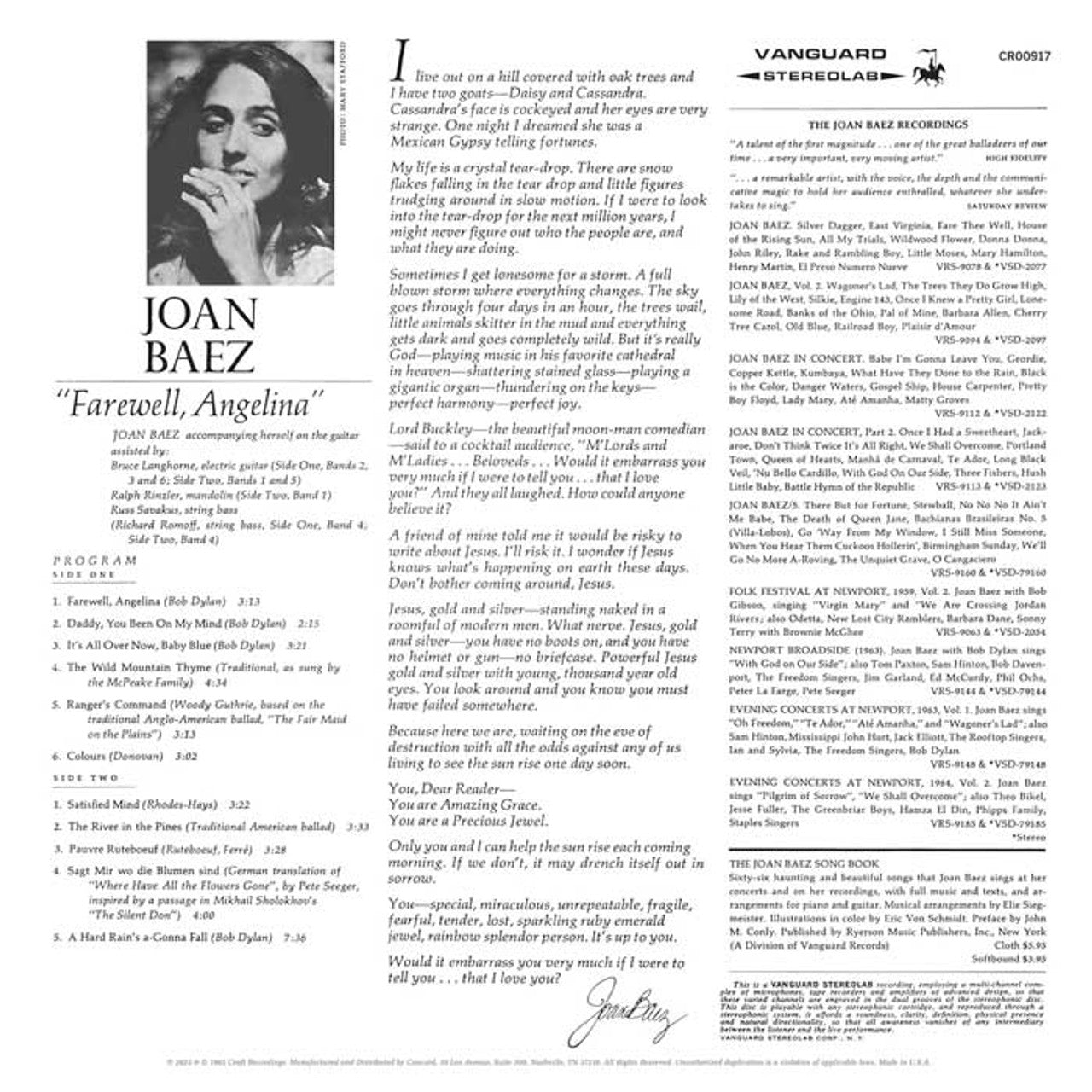 Joan Baez - Farewell, Angelina - VINYL