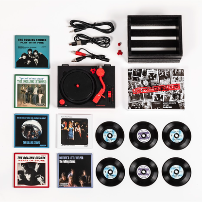 Crosley - Rolling Stones RSD3 Turntable with Crate and Six 3-Inch Singles