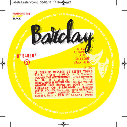 Lester Young - Le Dernier Message de Lester Young Barclay - Sam Records LP + 10”