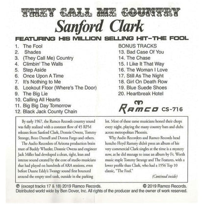 Sanford Clark - They Call Me Country - CD