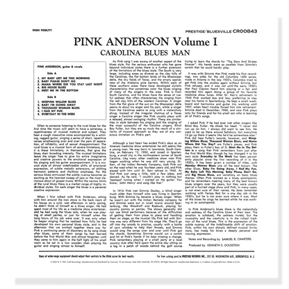 Pink Anderson - Volume 1: Carolina Blues Man - Bluesville Acoustic Sounds Series LP