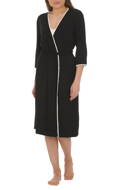 Bamboo Robe with Delicate Lace Trim