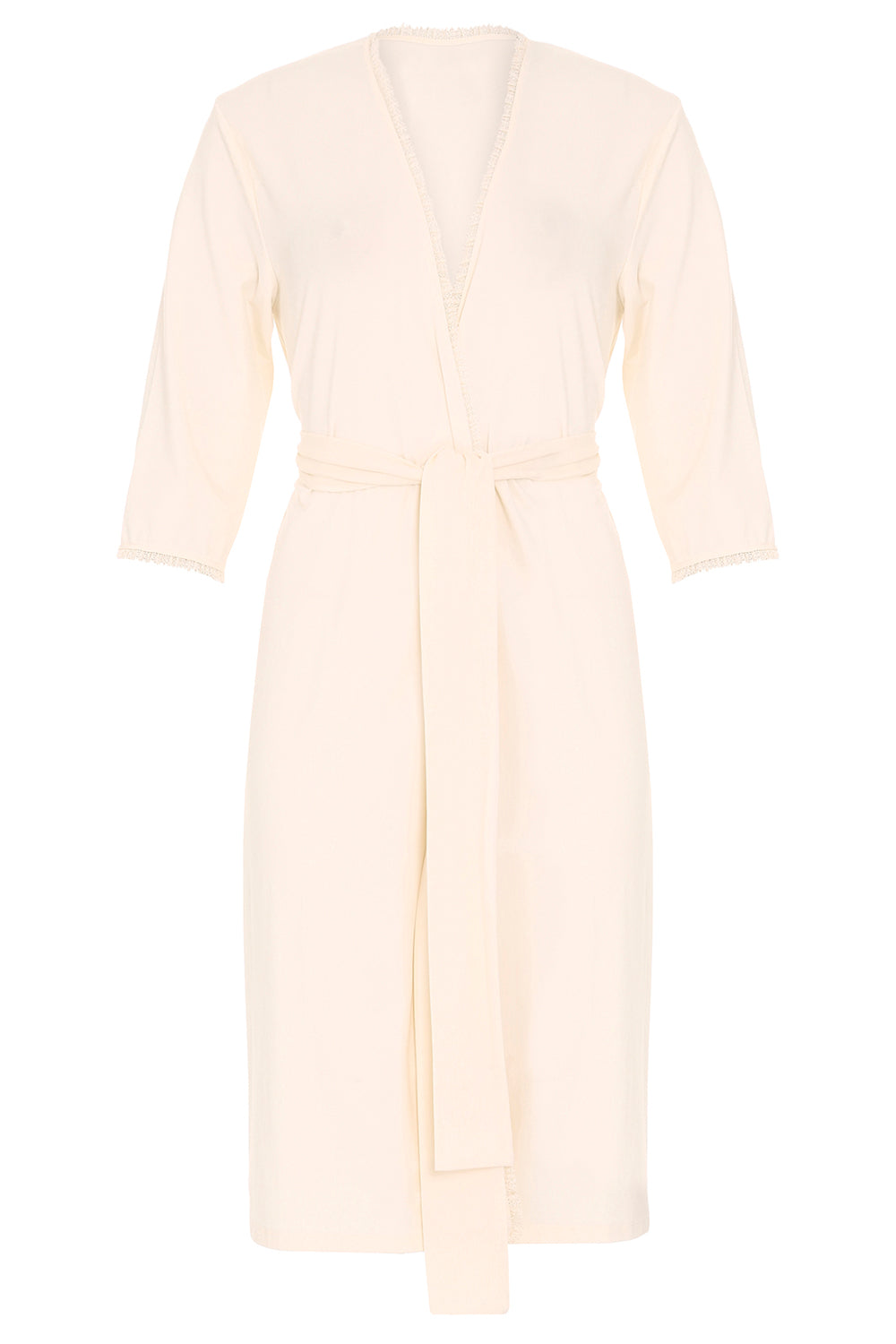 Bamboo Robe with Delicate Lace Trim