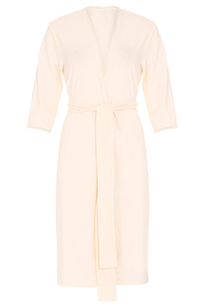 Bamboo Robe with Delicate Lace Trim
