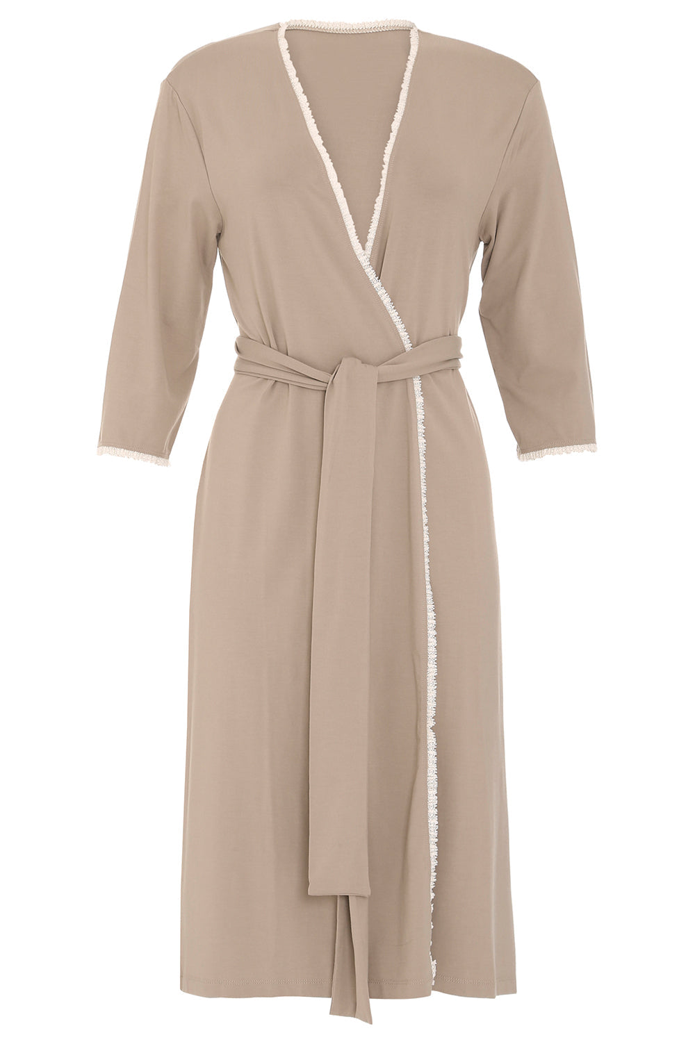 Bamboo Robe with Delicate Lace Trim