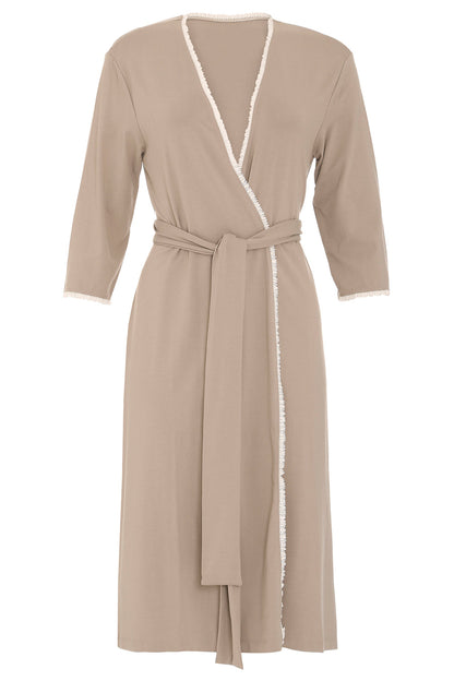 Bamboo Robe with Delicate Lace Trim